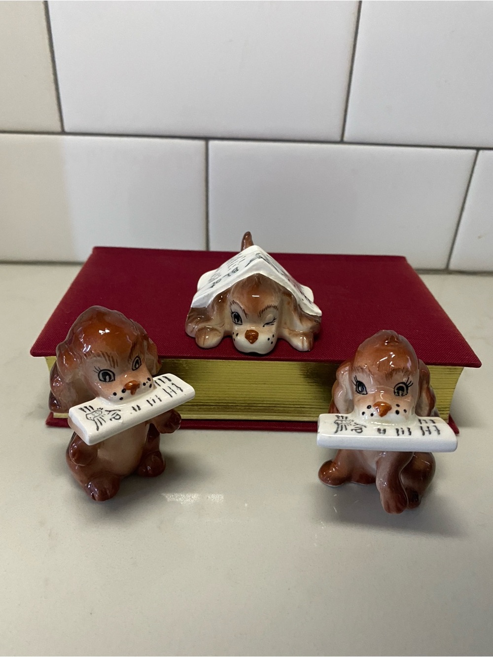 Mid-century Cocker Spaniel Puppy Ceramic Figurines